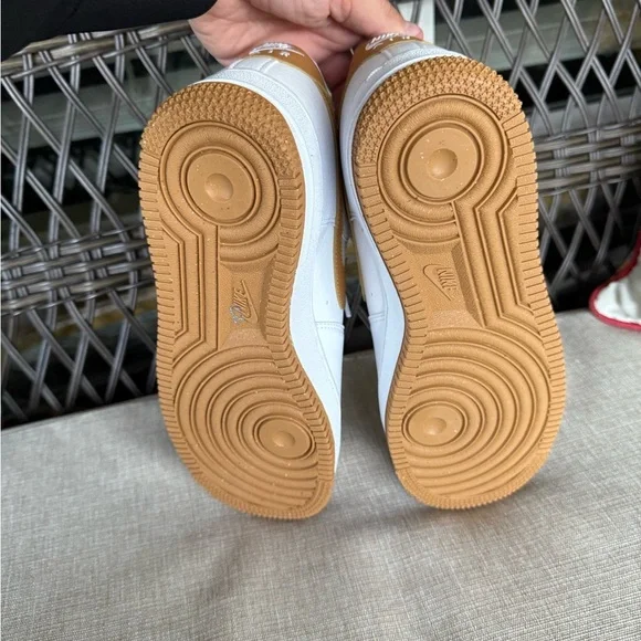 Nike Air Force 1 White and Flax Sneakers - Picture 7 of 9
